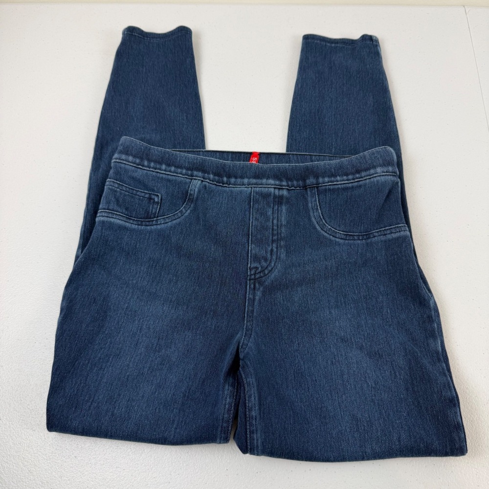 Spanx Jean-ish Ankle Leggings Womens Medium Indigo Blue High Rise Skinny Denim